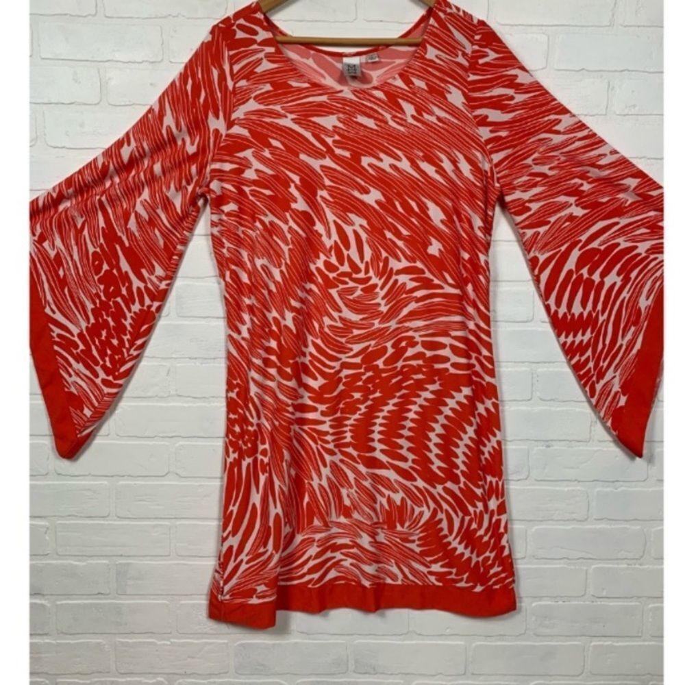 Marc Bouwer kimon pointed sleeve coral dress M